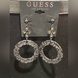 Guess Leopard Print Hoop Earrings